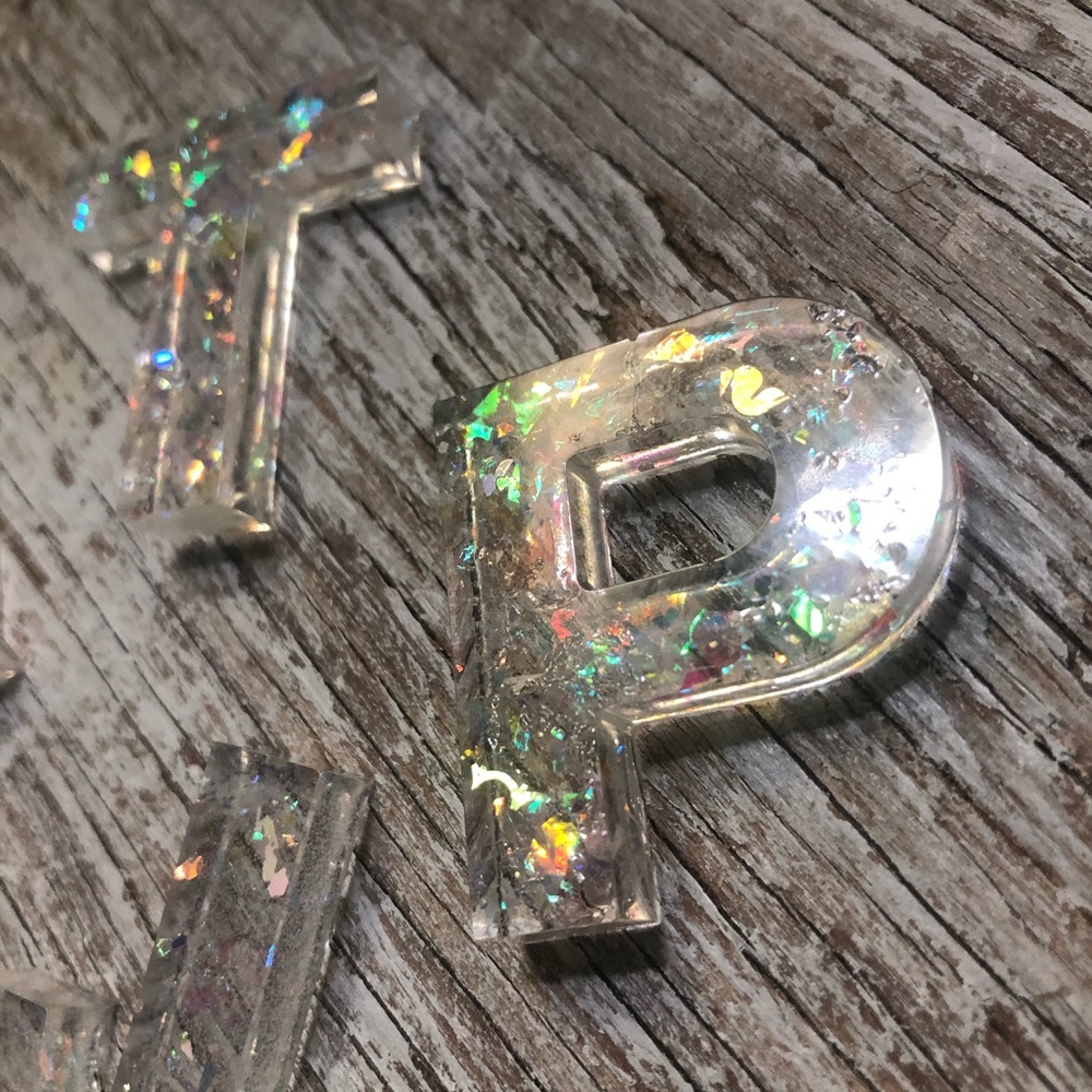 Aurora Rainbow Confetti Custom Letter Keychain - Picture 11 of 17